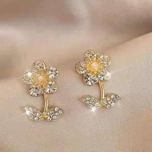 Diamond Pearl Flower Earrings Girl Small Fresh Earrings Small Temperamen…